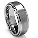 King Will BASIC 8mm White Tungsten Ring Wedding Band Step Edge Brushed Center Any Size 11