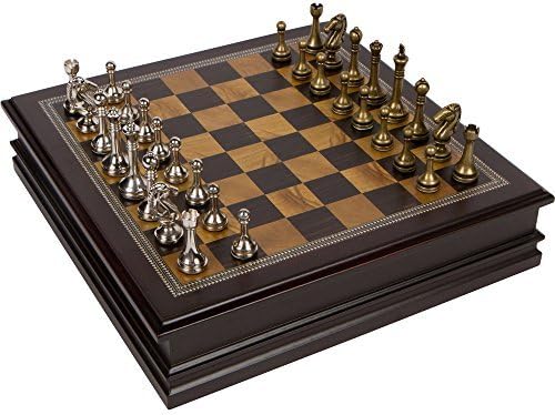 Grace Chess Inlaid Wood Board Game with Metal Pieces - 12 Inch Set by Best Chess Set
