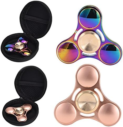 PUTAOINFO Rainbow Alloy EDC Hand Spinner Round Tri Fidget Desk Games High Speed Focus Toy,Rose Gold