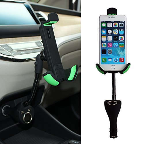 Gulaki Dual Usb Ports Car Charger Mount With Cigarette Lighter