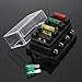 Audew Fuse Holder Box Block 4 Way CAR Vehicle Circuit Automotive + 4 Blade Fuse 12/24V