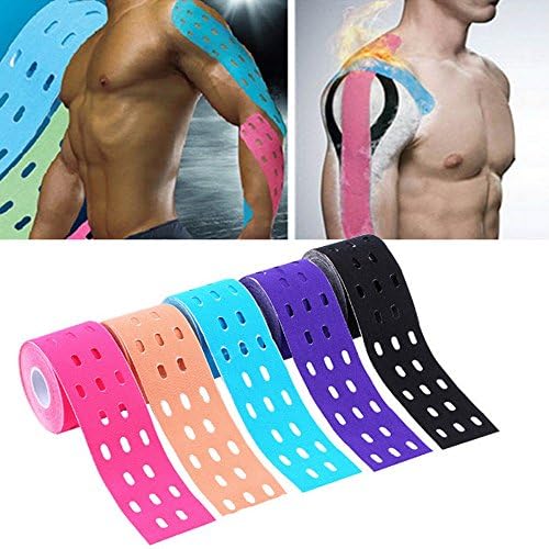 Kinesiology Tape for Athletes, DKY Pre-cut Strips of Blue Therapeutic Sports Tape For Knees, Shoulders, and Elbows - Beige