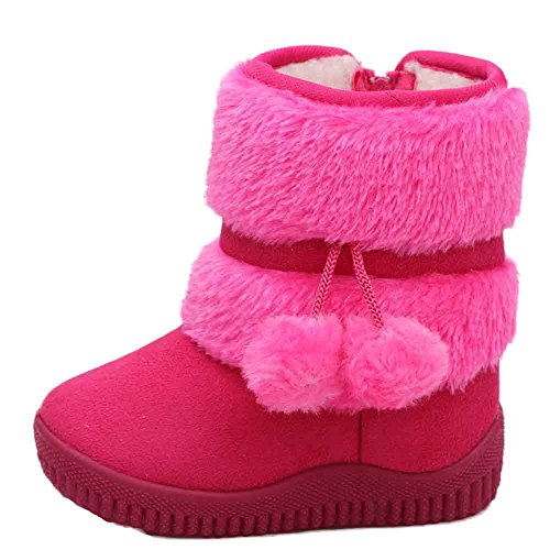 Winter Snow Boots,Thenlian Girl Ball Cotton Fashion Winter Baby Child Style Cotton Boot Warm Snow Boots(Age:12-18M, Hot Pink)