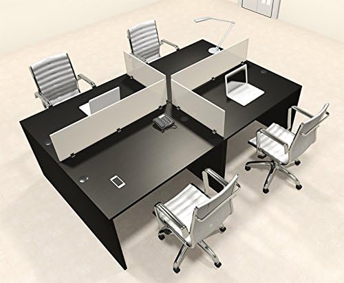 Four Persons Modern Office Divider Workstation Desk Set, CH-AMB-FP18 (Black Cherry)