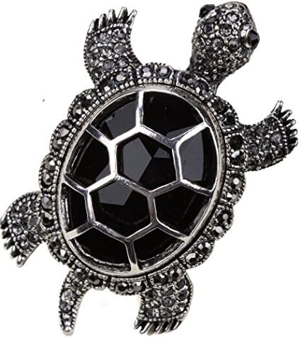Angel Jewelry Women's Crystal Big Turtle Stretch Rings (Black)