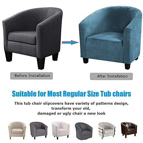 TOPCHANCES Tub Club Stuhlbezüge, halbrund, Sesselbezug, Sofabezug, Stretch-Samtstoff, weich, waschbar, Möbelschutz für… – Bild 5