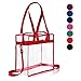 BAGAIL Clear Cross-Body Messenger Shoulder Zippered Bag w Adjustable Strap, NFL & PGA Stadium Security Approved Travel & Gym Clear Tote Bag-12” X 12“ X 6” (Red)