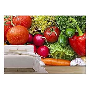 Group of Vegetables Closeup View - Removable Wall Mural | Self-Adhesive Large Wallpaper - 66x96 inches
