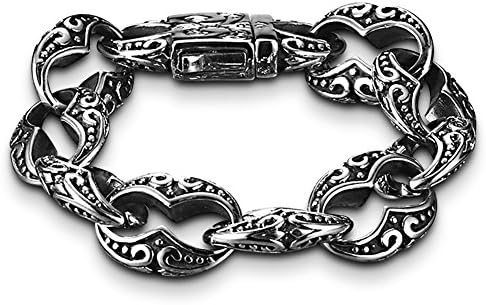 Mens Jewelry Titanium Steel Punk Fleur-de-lis Link Bracelet