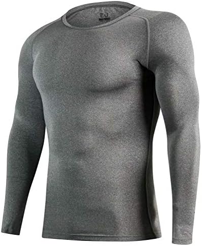 Sillictor Base Layers Men Gym T shirts Mens Workout Training Compression Running Tops Long Sleeve,Sweat-wicking,Quick-drying,Breathable