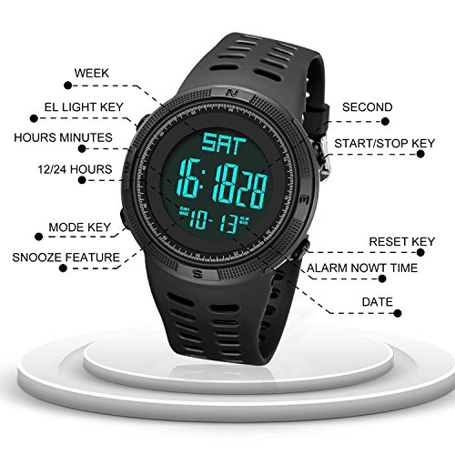 image for cofuo Men Digital Sports Watch, Military Multifunction Outdoor Electro