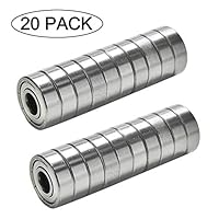 608ZZ 8 x 22 x 7 mm Deep Groove Ball Bearing, 20 Pcs Double Metal Shielded, Fit for Skateboard Bearings, 3D Printer RepRap Wheel, Longboard, Roller Skates, Inline Skates, Scooters etc. (Pack of 20)