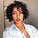 WIGNEE Short Curly Bob Wig Brazilian Virgin Human Hair Lace Part Wavy Glueless Wigs for Girl Women Short Bob Hair Wig (Lace Part Curly Bob)