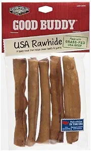 Good Buddy Rawhide Dog Chews Made in the USA, 5-Count Sticks (Pack of 6)