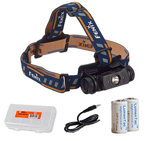 Fenix HL60R 950 Lumens Rechargeable LED Headlamp with Rechargeable Battery, USB Charging cable and LumenTac Organizer and Backup CR123As