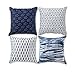 Decorative Throw Pillow Covers for Couch Sofa or Bed Room, Bohemian Cushion Cover Throw Set of 4 Geometric Design 18x18 Elephant Tie Dye Designer Cotton Pillow Cases for Bedroom, Indigo Blue Theme