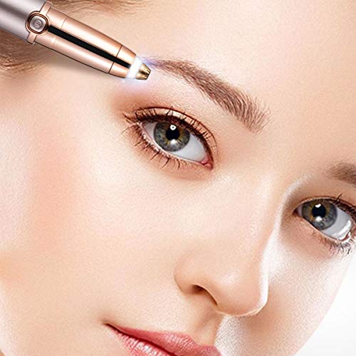 Eyebrow Trimmer Epilator Electric Razor for Women, Eyebrow Painless Hair Removal with LED Light for Good Finishing and Well Touch-Rose Gold (Battery Not Included) (new gold)