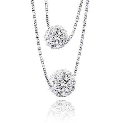 WikiMiu Mehrreihige Kette Damen Silber 925, Zirkon Halskette Choker Schlüsselbein Doppelketten, Eleganter Modeschmuck für Fra