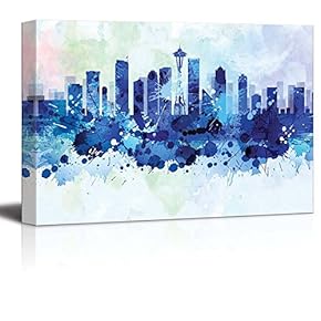 Vibrant Blue Splattered Paint on The City of Seattle