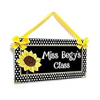 Welcome Students Teacher Plaque White Dotted Sunflower Theme