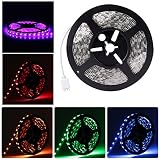 New 2019 LED Strip Lights RGB LED Strip SMD 5050 16.4Ft Rope Light 300LEDs IP20 LED Tape for Holiday Party Home Garden Decoration Kitchen Bedroom Sitting Room(Not Include Power and Remote)