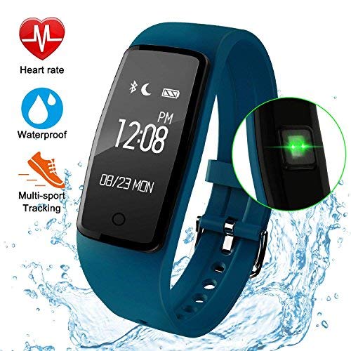 GULAKI Fitness Tracker Watch, Exercise Tracker with Heart Rate Monitor Calorie Counter Pedometer IP67 Waterproof Smart Wristband Bracelet Activity Tracker for Android & IOS (Blue Watch)