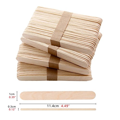 200 PCS Craft Sticks Popsicle Ice Pop Ice Cream Sticks Natural Wooden 4-1/2" Length Treat Sticks Jumbo Great for DIY Craft Creative Designs