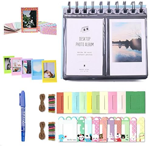 Fujifilm Instax Mini Album Bundles - WISAGI Desk Calendar Style Photo Album/ Hang Frames/ Film Frames/ Border Stickers/ Pen for Fujifilm Instax Mini 7s 8 25 50s 70 90/ Polaroid Z2300/Snap Films