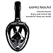 Snorkel Mask, Explomos Diving Snorkeling Mask with Gopro Mount 180° Full Face Panoramic View Anti-Fog Anti-Leak Easybreath Dry Snorkeling Scuba Dive Equipment Safety for Adults Youth Kids(Black S)
