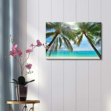 Beautiful Scenery Landscape Sunny Beach With Palm Trees On A