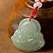 Gleader Red String Green Faux Jade Buddha Pendant Jewelry Necklace