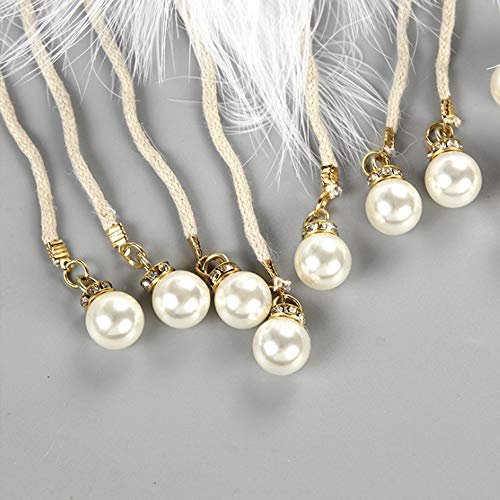 Feather Headband White Fake Pearl Hippie Indian Boho Hair Bands Tassel Bohemian Halloween Hair Hoop Women Crown Hairband Party Decoration Headdress Cosplay Costume Headwear Headpiece Hair Accessories - Thumbnail 6