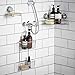 Bloomsbury Mill - Extra Strong Suction Multi Purpose Shower Caddy with Hooks - Combo Bathroom Organizer Shelf - Shampoo, Soap and Razor Storage Basket - Rust Resistant Chrome