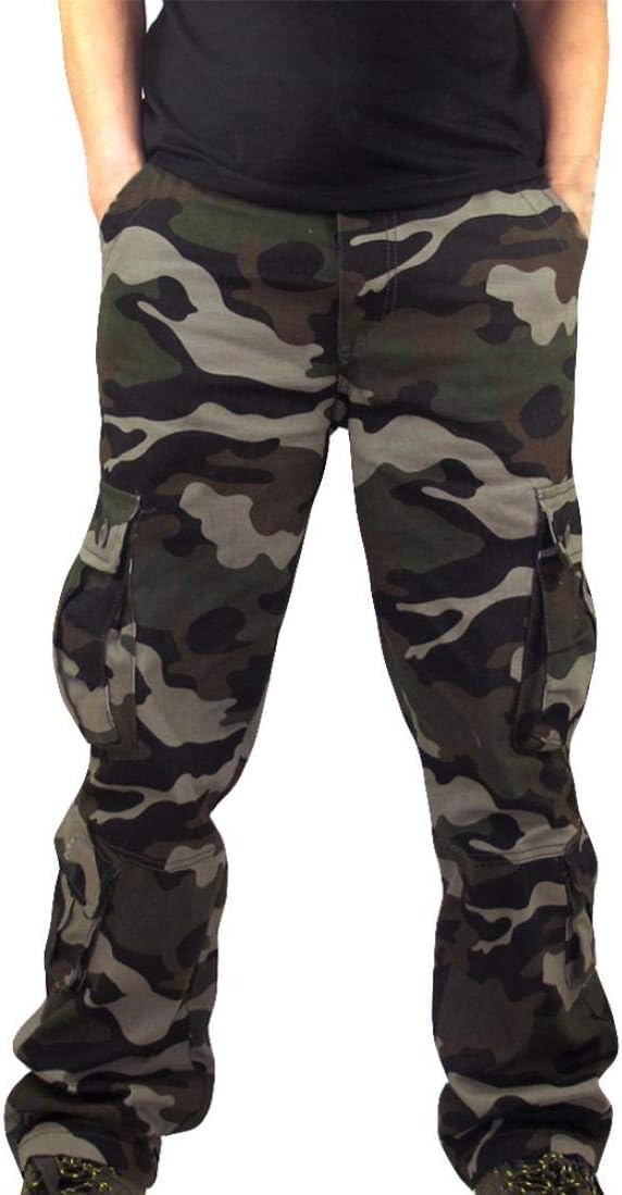 Pervobs Mens Pant, Men Casual Camouflage Sports Work Overalls Sweatpants Trouser Pants with Pockets