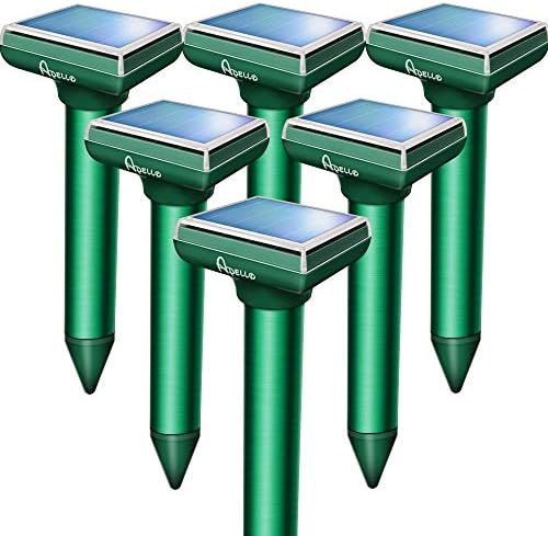 Apello 6 Pack Mole Repellent Mole Repeller Solar Powered Gopher Repellent Ultrasonic Vole Repellant Gopher Repellent Rodent Deterrent No Mole Traps Killer Harm to Your Lawn Yard