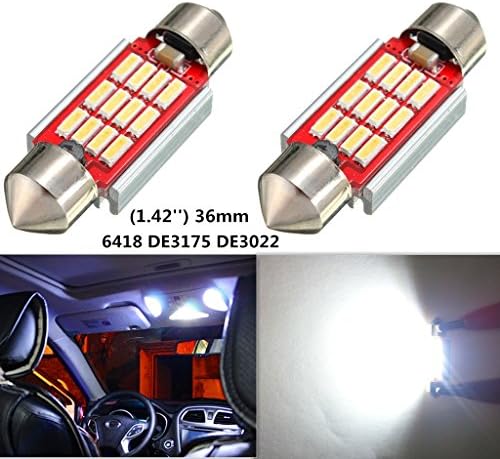 FlashWolves (Pack of 2) Error free Festoon Dome Light 6418 DE3175 DE3021 DE3022 6411 6413 De3423 De3425 AK Chipsets 1.42'' 36mm LED Interior Map side door Courtesy Non-Polar Xenon White 6000K