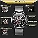 Fashion Casual Luxury Brand Mens Analog Quartz Watch Date Steel Mesh Strap Thin Dial Clock (Black)