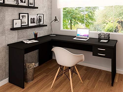 Mesa De Escritório Em L 1.20x1.50 Com Gaveteiro Tampo 30mm