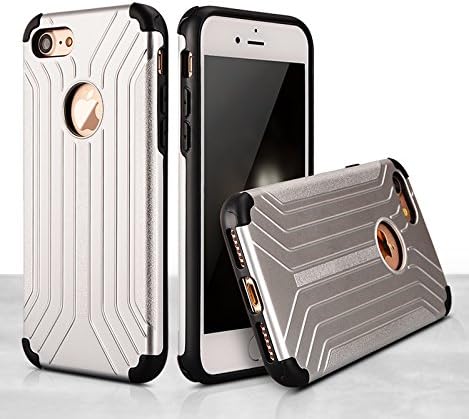 iPhone 7 Armor Case, [Military Grade] [Heavy Duty] [Slim Profile] Resilient & Rugged Dual Protection Hard Shell Cover Case for Apple iPhone 7 [4.7 inch] CP Tronix – Silver/Black