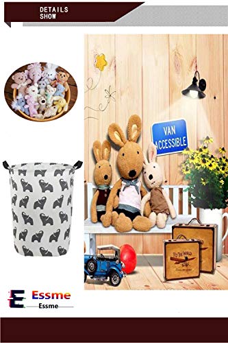ESSME Large Storage Bin,Canvas Fabric Storage Baskets with Handles,Collaspible Laundry Hamper for Household,Gift Baskets,Toy Organizer (Naughty Elephant)