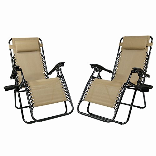 Sunnydaze Outdoor Zero Gravity Lounge Chair with Pillow and Cup Holder