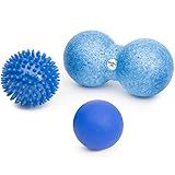 NeeBooFit Massage Ball Set - Deep Tissue, Myofascial Trigger Point Therapy Balls - Lacrosse Ball, Spiky Ball, Double Foam Roller Peanut Ball - for Chronic Pain Relief, Psoas Muscle Release - 3Pack