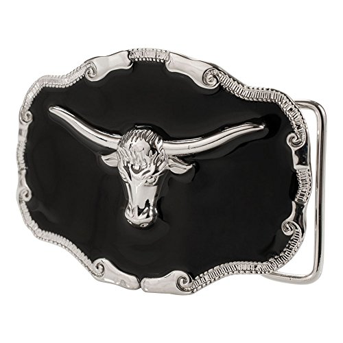Buckle Rage Adult Mens Western Bull Head Old West Belt Buckle Black