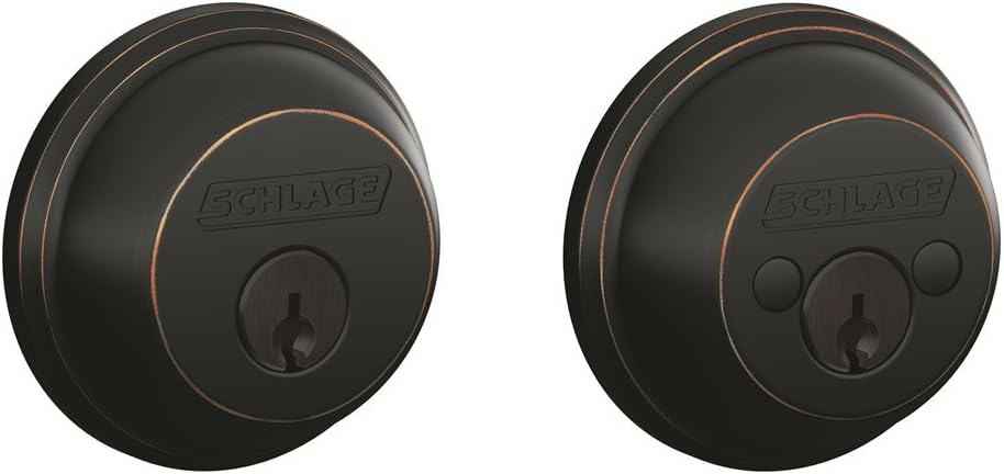 Schlage B62N716 Deadbolt, Keyed 2 Sides, Aged Bronze