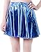 HDE Women's Solid Color Metallic Flared Pleated Club Skater Skirt Blue - S