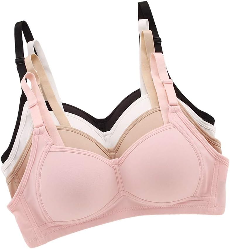 MANJIAMEI Big Girls Cotton Training Bras Wireless Light Padded A Cup Sports Bra