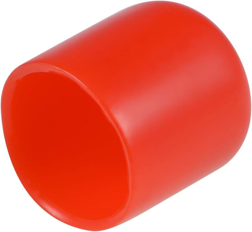 sourcing map 10pcs Rubber End Caps 17mm ID Vinyl Round Tube Bolt Cap Cover Thread Protectors Red