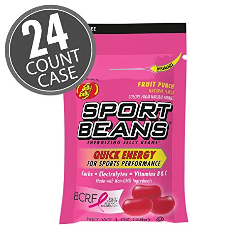 Jelly Belly Sport Beans - Energizing Jelly Beans - Fruit Punch Flavor, 24 x 1 Ounce Bags