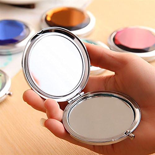 Compact Mirror, UTPTOOL Double Sides Portable Foldable Pocket Metal Makeup Compact Mirror Woman Cosmetic Mirror (White)