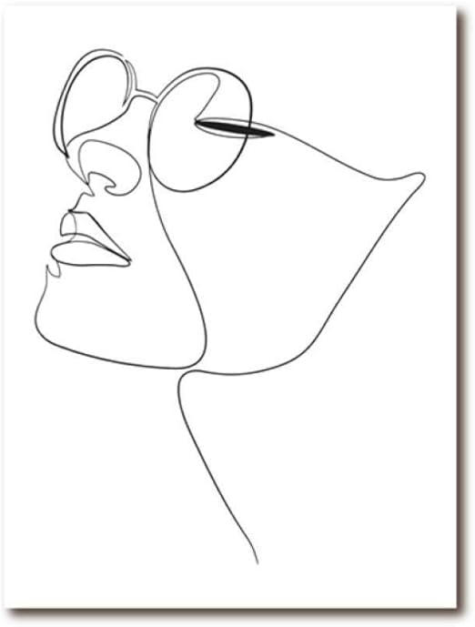 Romantiasslu Mujer Cara Figura Una Linea Dibujo Arte Lienzo Pintura Cuadro Abstracto Grafico Cara Impresion Minimalista Bosquejo Cartel Decoracion Del Hogar Amazon Es Hogar